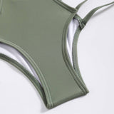 METAL RING BIKINI SET SOLID COLOR SWIMSUIT_CWMW0717