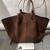 Vintage Suede Shoulder Tote Bag, Minimal Style_Cwab5395