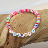 COLORFUL POLYMER CLAY LETTER BEADED BRACELET_CWMM3570