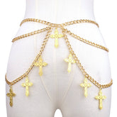 ALLOY HOLLOW CROSS PENDANT WAIST CHAIN BODY CHAIN_CWMM0652