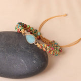 PURPLE FLOWER TEARDROP CHARM BRAIDED BRACELETS_CWAJE3945