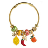 ADJUSTABLE STAINLESS STEEL FRUIT CHARM BRACELET_CWMM8601
