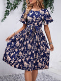 Summer Crew-Neck Short-Sleeved Printed Dress