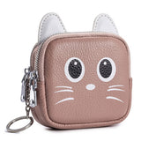CUTE CAT LEATHER WALLET DOUBLE ZIPPER POUCH_CUAB00383