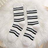 AUTUMN BLACK AND WHITE STRIPED SOCKS FOR WOMEN_CWMS1001