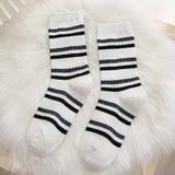 AUTUMN BLACK AND WHITE STRIPED SOCKS FOR WOMEN_CWMS1001