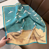 CRANE PRINT 100 SILK SQUARE SCARF 53CM FOR WOMEN_CWASC0600