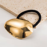 GEOMETRIC OVAL METAL STRIPE ELASTIC HAIR TIE_CWAHA6216