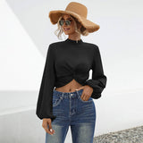 Twisted Lantern Sleeve Design Short Top