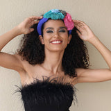 FLORAL FABRIC HEADBAND BOLD TASSEL HAIR ACCESSORY_CWAHA5662