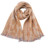LEOPARD JACQUARD SCARF FRINGE WINTER WRAP_CWASC0872