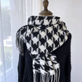HOUNDSTOOTH TASSEL SCARF THICK WINTER WRAP_CWASC1463
