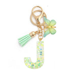 GREEN BUTTERFLY RESIN LETTER KEYCHAIN WITH GLITTER_CWAB5079