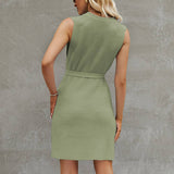 Solid Knitted Skirt Split Dress