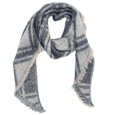 JACQUARD GRID ANGLED SCARF WINTER LOOP YARN WRAP_CWASC0159