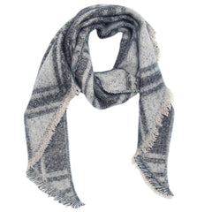 JACQUARD GRID ANGLED SCARF WINTER LOOP YARN WRAP_CWASC0159