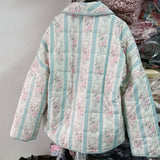 STRIPED FLORAL PRINT LOOSE QUILTED JACKET_CWOJA1552
