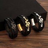 LEATHER HANDWOVEN MAGNET CLASP BRACELET_CWAJE1467