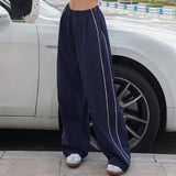 Trendy Drawstring Side Casual Elastic Waist Pants