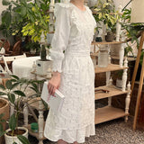 LINES COTTON AND LINEN PRINTED RUFFLED FLORAL APRON_CWMM5816