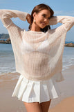 Solid Long Sleeve Slit Knitted Cover Ups_Cwtstl1071