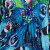 PEACOCK PRINT BEACH COVER UP MAXI KAFTAN_CWMM6204