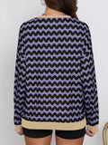Wavy Color-Blocked Long-Sleeved Sweatshirt