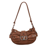 Fashionable Pleated Studded Shoulder Bag_Cwab1578