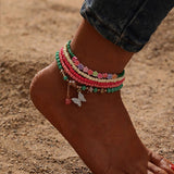 BOHO BUTTERFLY FLOWER ANKLET SET HANDMADE_CWMM6359