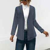 Solid color lapel casual button-down suit jacket_cwoja1085