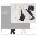 BOW SPRING CLIP ORGANZA CRYSTAL RIBBON HAIRPIN_CWAHA4413
