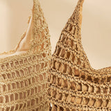 FASHIONABLE HOLLOW SOLID COLOR STRAW BAG_CWAB1981