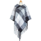 BOUCLE YARN THICK TASSEL COLORFUL PLAID SHAWL_CWASC1208