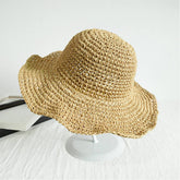 SUMMER FOLDABLE RETRO BOW STRAW HAT_CWAH3402