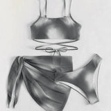 Tie-Dye Bikini Set 3 Piece With Mesh Skirt_Cwmw0143