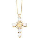 Zirconia Pendan Virgin Mary Cross Necklace_Cwmm5867