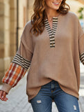 Loose plaid long-sleeved top