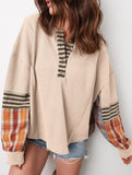 Loose plaid long-sleeved top