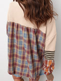 Loose plaid long-sleeved top