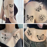 BLACK BUTTERFLY TATTOO STICKERS CHIC SEXY_CWMM8228
