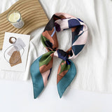 Mint Mambo Style Cartoon Print Satin Square Scarf_Cwasc0817