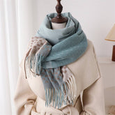 Ven Plaid Fringe Scar Warm Winter Shawl Wrap_Cwasc2779