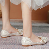 LACE PEARL BALLET FLATS FOR WOMEN BRIDAL STYLE_CWSHF0010