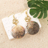 FASHION HOLLOW BLACK SHELL DISC CARVED EARRING_CWMM4367