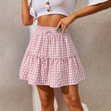 PLEATED PLAID PRINT SKIRT VINTAGE PLAID SKIRT_CWBSS0410