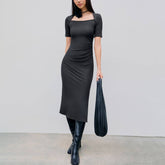 Waist Slimming Design Side Slit Hip Wrap Skirt