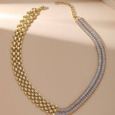 DIAMOND CHAIN MOSAIC GEOMETRIC CLAVICLE NECKLACE_CWMM3579