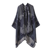 CAPE SHAWL SCARF FAUX CASHMERE JACQUARD SLIT CAPE_CWASC2228