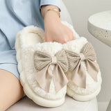 Women Bowknot Comfort Warm Indoor Slippers_Cwshs0296