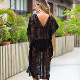 SEXY HOLLOW V NECK LACE SWIMSUIT COVER UP_CWMW0682